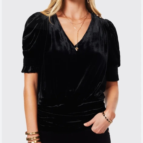 Ramy Brook Tops - NWOT Ramy Brook Flora Velvet Short-sleeve Blouse Black S